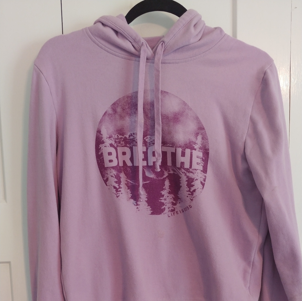 Life is Good Breathe graphic hoodie